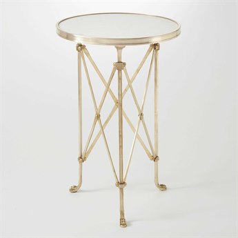 Global Views Round Marble Brass End Table