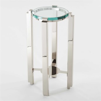 Global Views Round Glass Nickel End Table