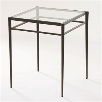 Global Views Square Glass Dark Gunmetal Bronze Powder Coat Gold Edges highlights End Table