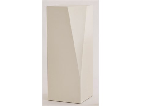 Global Views Square Wood Polyurethane Lacquer Ivory Polished wax End Table