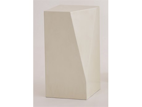 Global Views Square Wood Polyurethane Lacquer Ivory Polished wax End Table