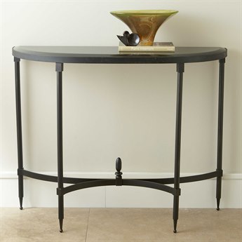 Global Views Fluted Demilune Granite Console Table