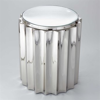 Global Views Fluted Round Glass End Table