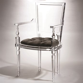 Global Views Marilyn Gray Upholstered Arm Dining Chair