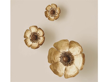 Global Views Golden Poppies Metal Wall Art Set of 3