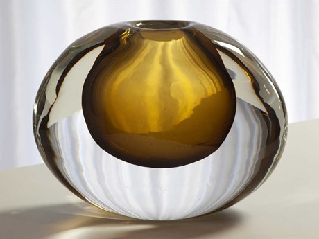 Global Views Off Set Moss Green Round Vase