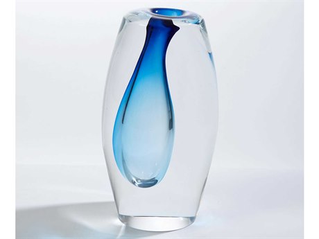 Global Views Off Set Light Blue Small Vase