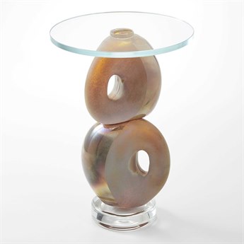 Global Views Round Glass End Table
