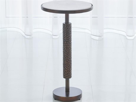 Global Views Round Marble Antique Brass End Table