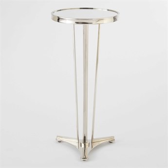 Global Views Round Glass Nickel End Table