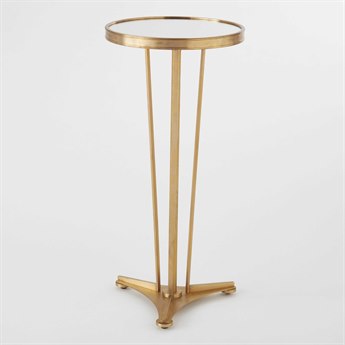 Global Views Round Glass Antique Brass End Table