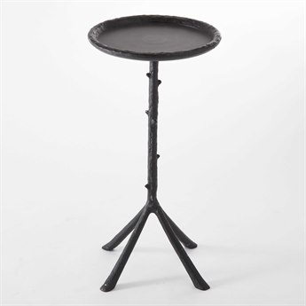 Global Views Round Metal Black Powder Coat End Table