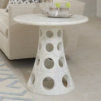 Global Views Round Marble End Table