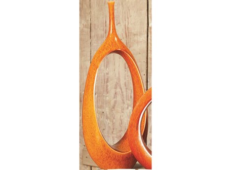 Global Views Oval Ring Orange Vase