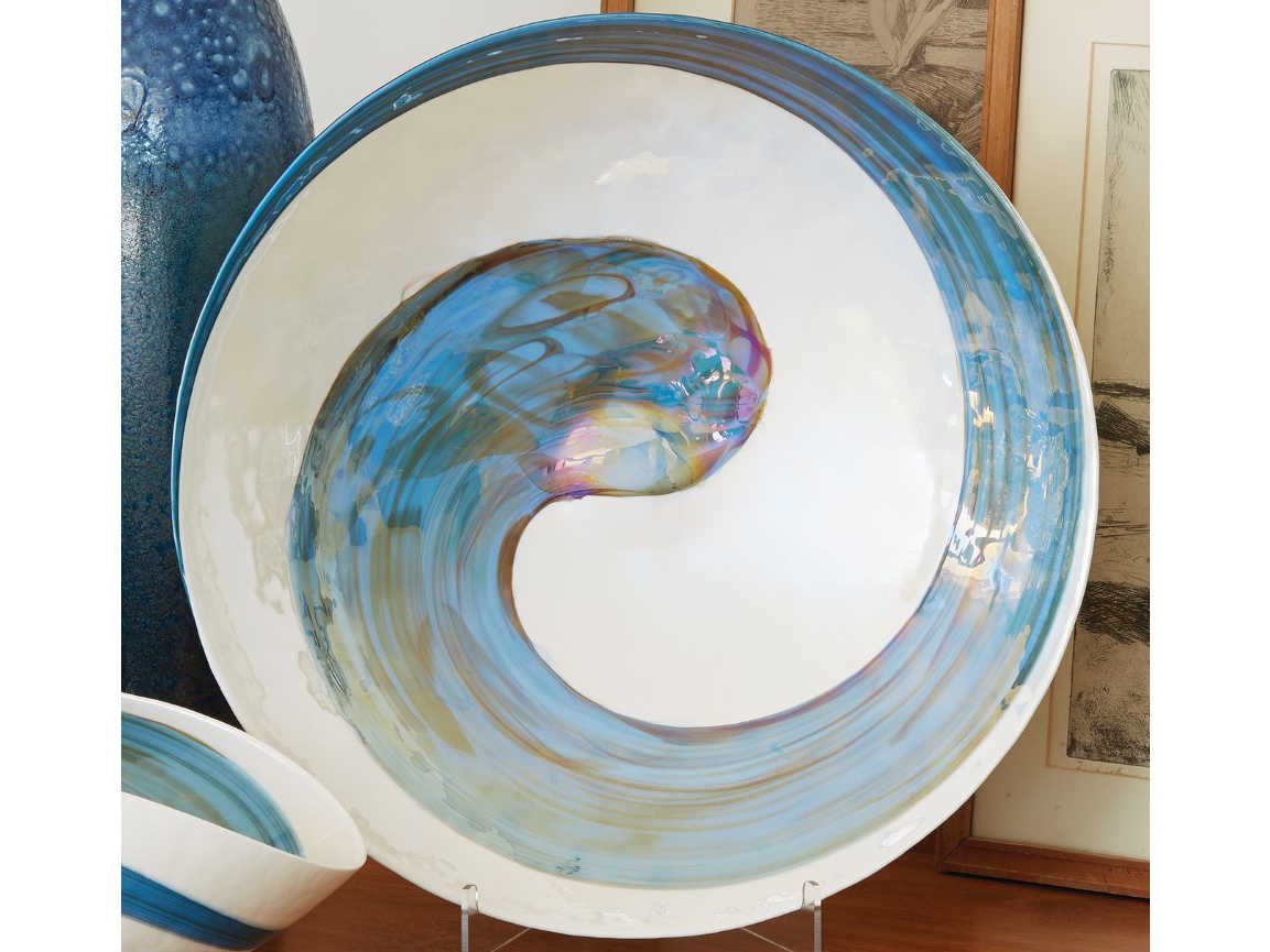 Global Views Swirl Ocean Decorative Plate GV331381