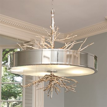 Global Views Twig 4-Light Nickel Glass Drum Pendant