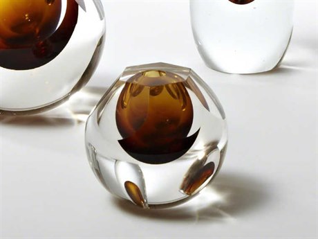 Global Views Hexagon Cut Amber Vase