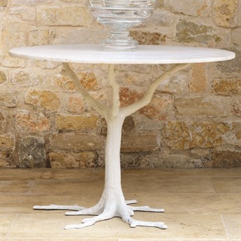 Global Views White Round Marble Dining Table
