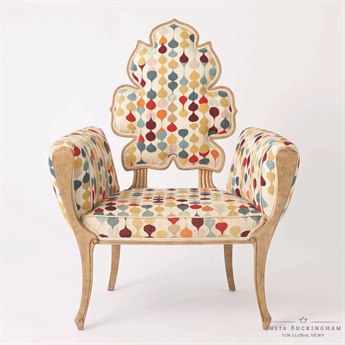 Global Views Wiggle Beige Fabric Accent Chair