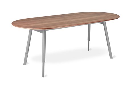 Gus* Modern Bracket Oval Wood Walnut Grey Dining Table