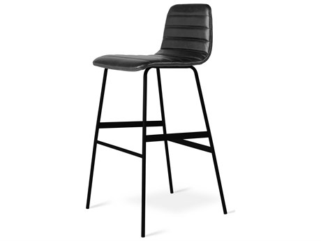 Gus* Modern Lecture Leather Saddle Black Bar Stool