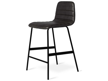 Gus* Modern Lecture Leather Saddle Black Counter Stool