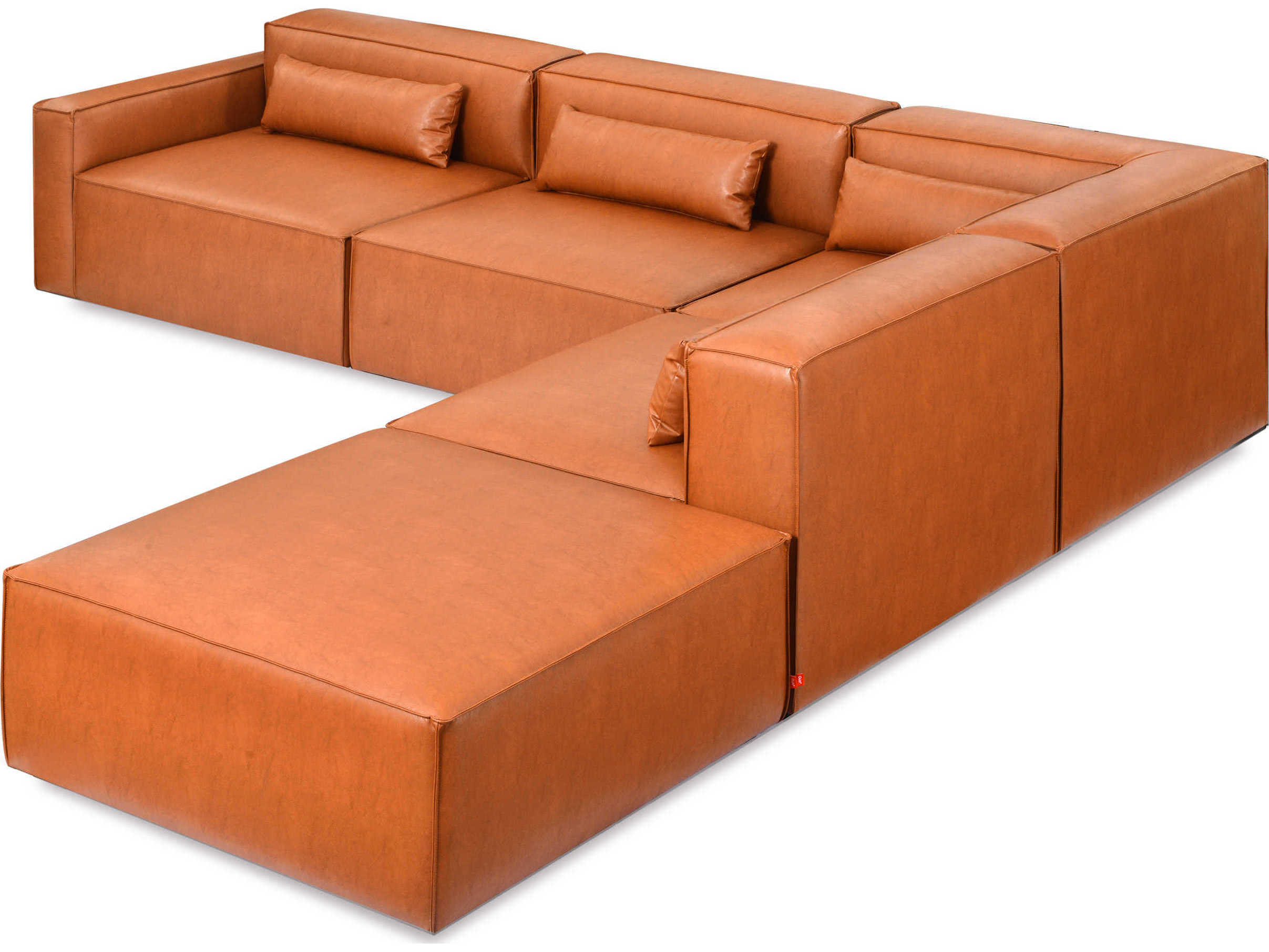welsh brown vegan leather sectional sofa set