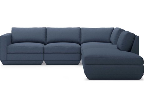 Gus* Modern Podium Blue Upholstered Sectional Sofa