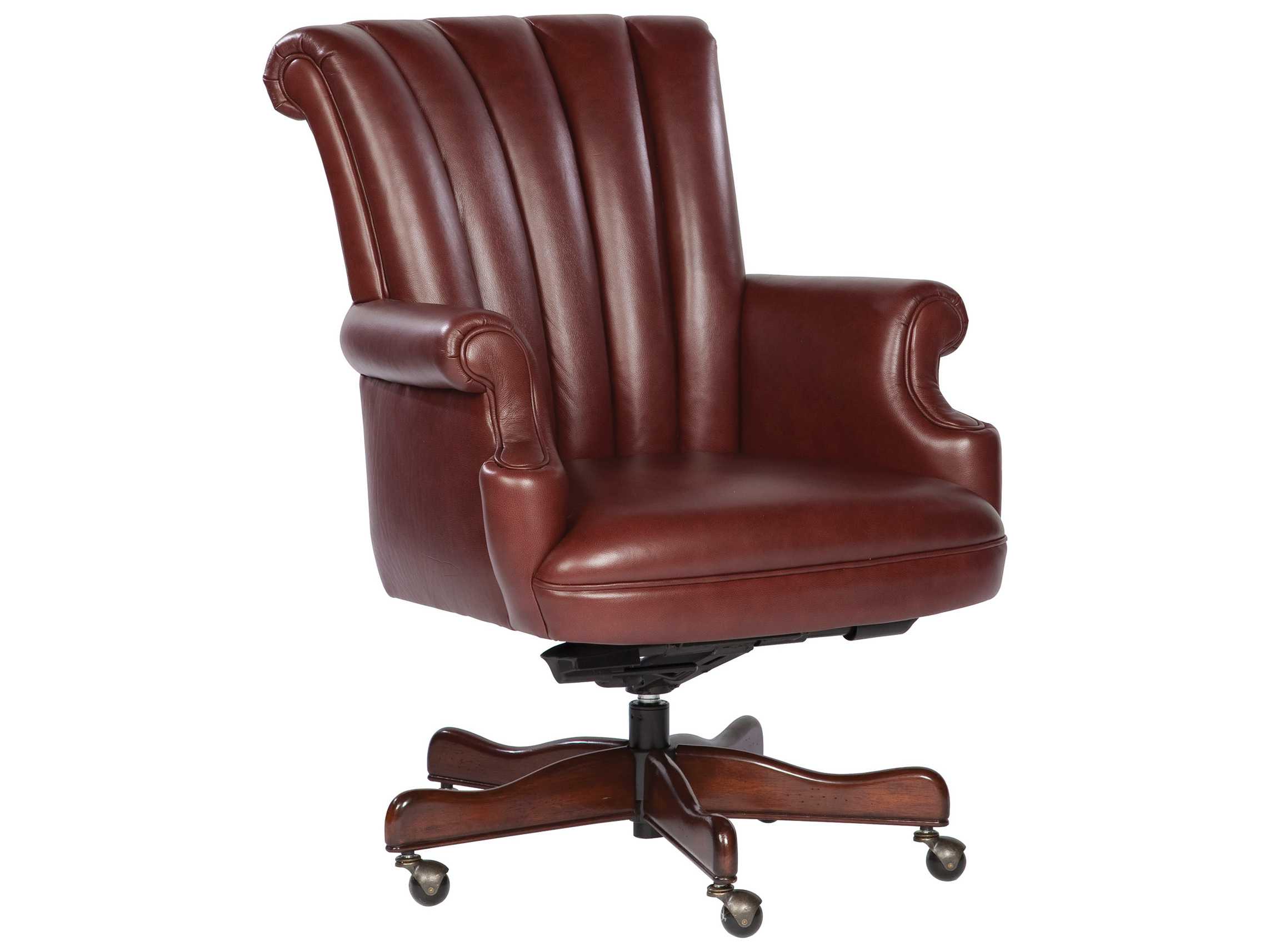 Hekman Office Executive Ribbed Back Leather Chair in Merlot HK79251M
