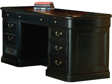 Hekman Office Louis Phillipe Black Solid Wood Credenza Desk