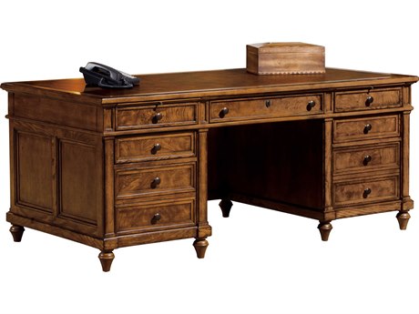 Hekman Office Urban Ash Burl Brown Wood Executive Desk