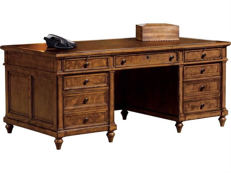 Hekman Office 72" Urban Ash Burl Brown Wood Executive Desk HK79100