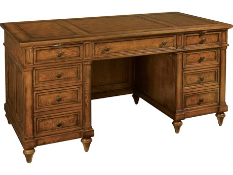 Hekman Office Urban Ash Burl Brown Wood Executive Desk
