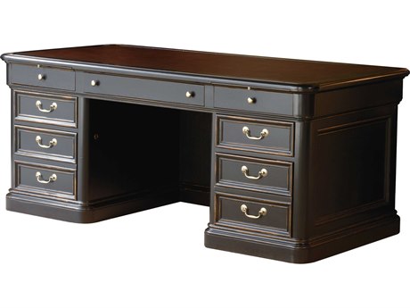 Hekman Office Louis Phillipe Black Solid Wood Executive Desk