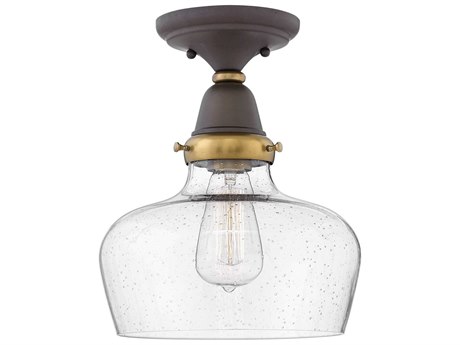 Hinkley Academy 1-Light Oil Rubbed Bronze Glass Bell Flush Mount