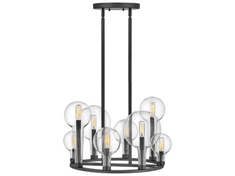 Hinkley Alchemy 8-Light Black Glass Candelabra Globe Chandelier