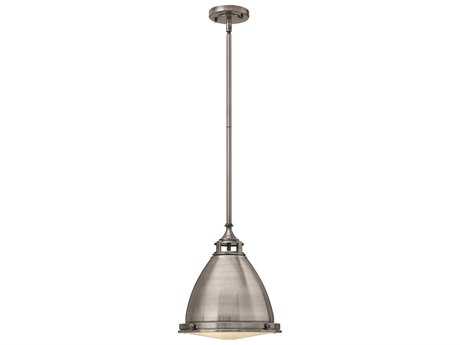 Hinkley Amelia 1-Light Polished Antique Nickel Glass Bell Pendant