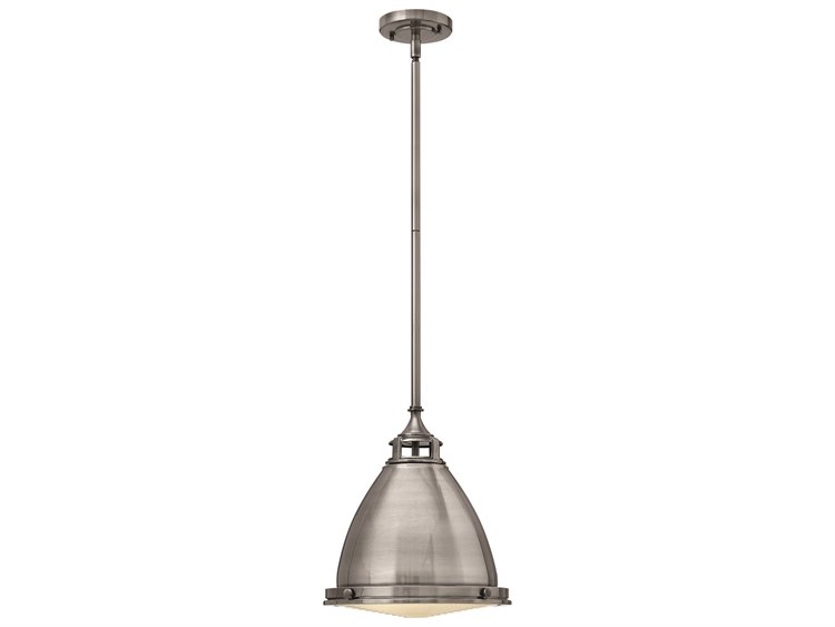 Hinkley Amelia 1-Light Polished Antique Nickel Glass Bell Pendant