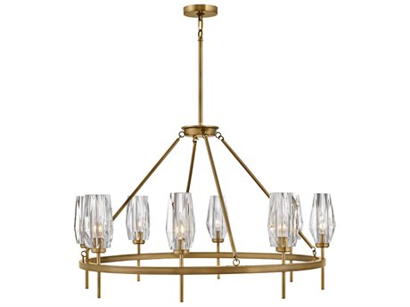Hinkley Ana 8-Light Heritage Brass Crystal Bell Chandelier
