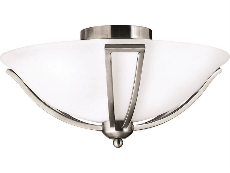 Hinkley Bolla 2-Light Brushed Nickel Glass Bowl Semi Flush Mount