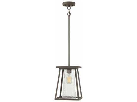 Hinkley Lighting Burke Oil Rubbed Bronze with Clear Seedy Glass Outdoor Hanging Light