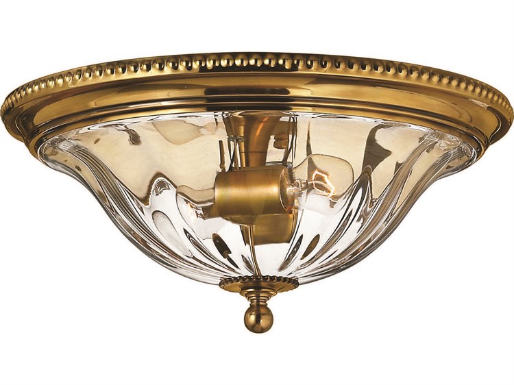 Hinkley Cambridge 16" 2-Light Burnished Brass Glass Bell Flush Mount