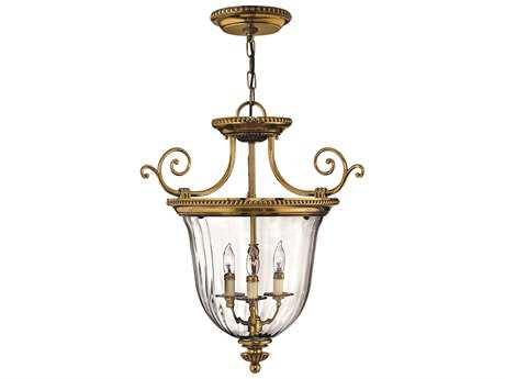 Hinkley Cambridge 21" Wide 3-Light Burnished Brass Glass Bell Candelabra Chandelier