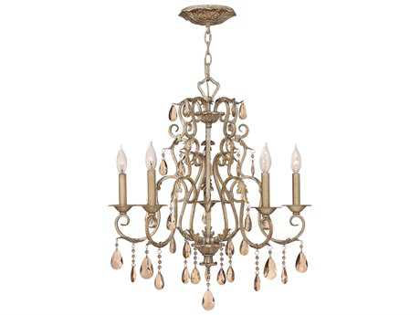 Hinkley Carlton 24" Wide 5-Light Silver Leaf Crystal Candelabra Chandelier