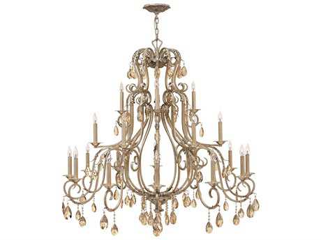 Hinkley Carlton 2-Light Silver Leaf Crystal Candelabra Tiered Chandelier