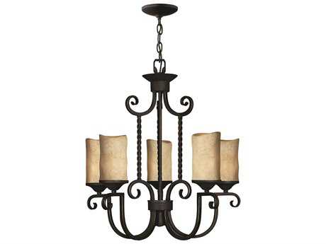 Hinkley Casa 25" Wide 5-Light Olde Black Glass Cylinder Chandelier