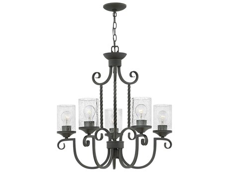 Hinkley Casa 5-Light Olde Black With Clear Seedy Glass Cylinder Chandelier
