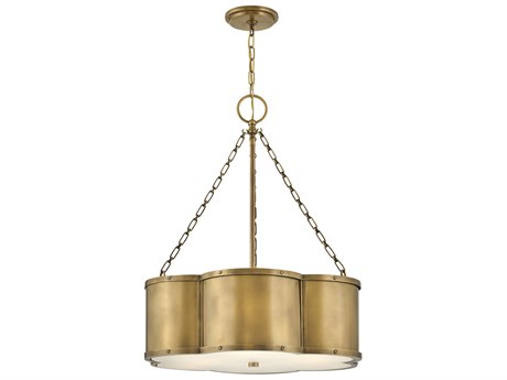 Hinkley Chance 3-Light Heritage Brass Glass Geometric Pendant