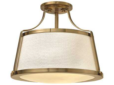 Hinkley Charlotte 1-Light Brushed Caramel Gold Glass Drum Semi Flush Mount