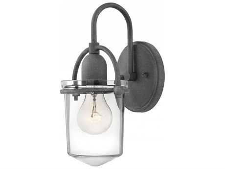 Hinkley Clancy 11" Tall 1-Light Aged Zinc Gray Glass Wall Sconce